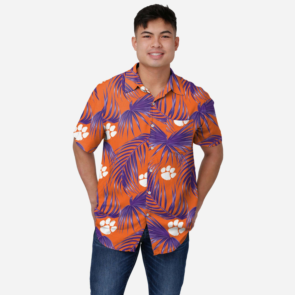 Clemson Tigers Hawaiian Button Up Shirt FOCO S - FOCO.com