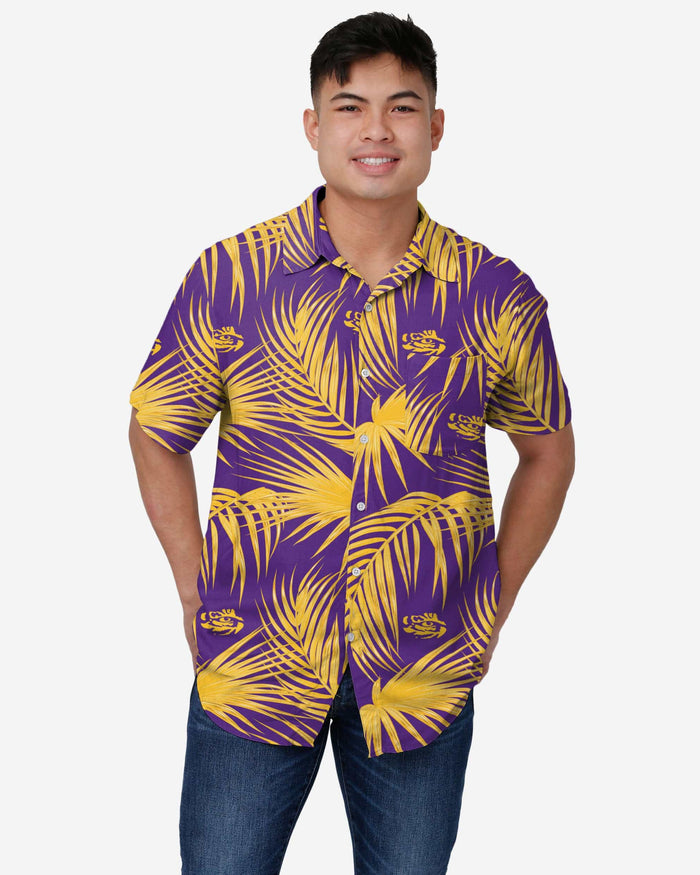 LSU Tigers Hawaiian Button Up Shirt FOCO S - FOCO.com