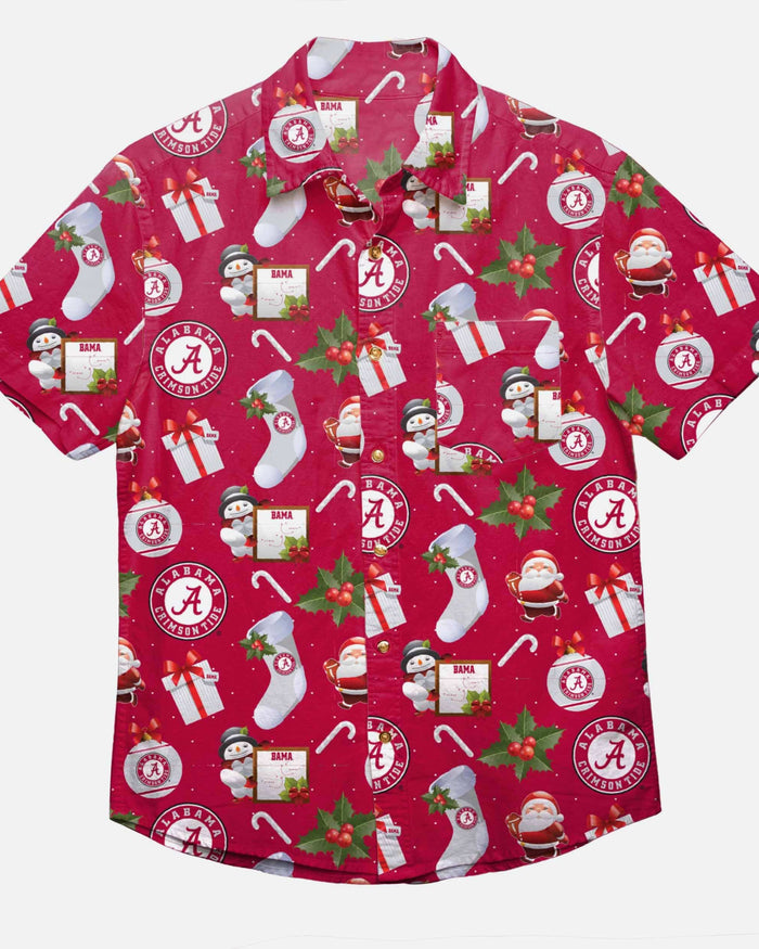 Alabama Crimson Tide Christmas Explosion Button Up Shirt FOCO - FOCO.com