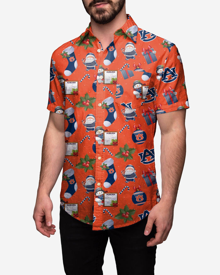 Auburn Tigers Christmas Explosion Button Up Shirt FOCO Auburn Tigers Christmas Explosion Button Up Shirt FOCO