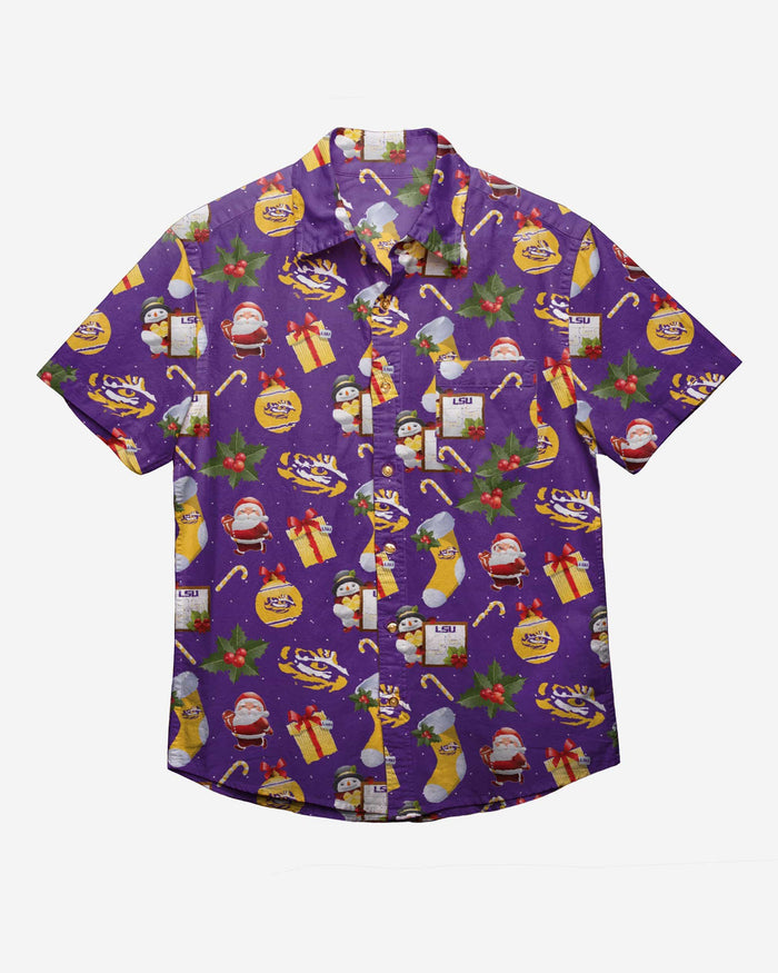 LSU Tigers Christmas Explosion Button Up Shirt FOCO - FOCO.com