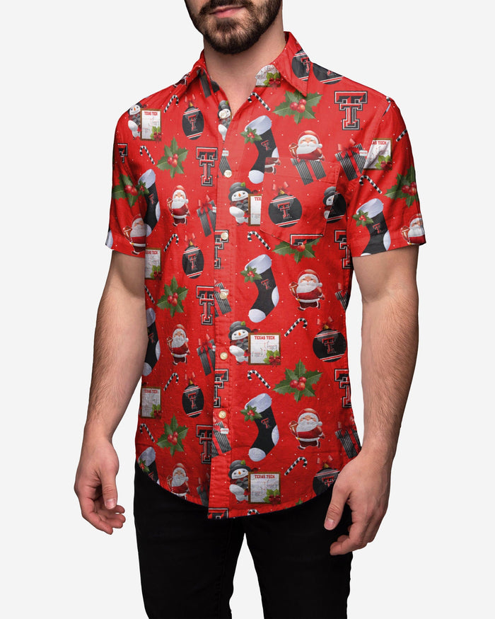 Texas Tech Red Raiders Christmas Explosion Button Up Shirt FOCO Texas Tech Red Raiders Christmas Explosion Button Up Shirt FOCO