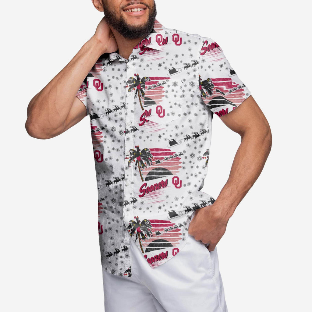 Oklahoma Sooners Winter Tropical Button Up Shirt FOCO S - FOCO.com
