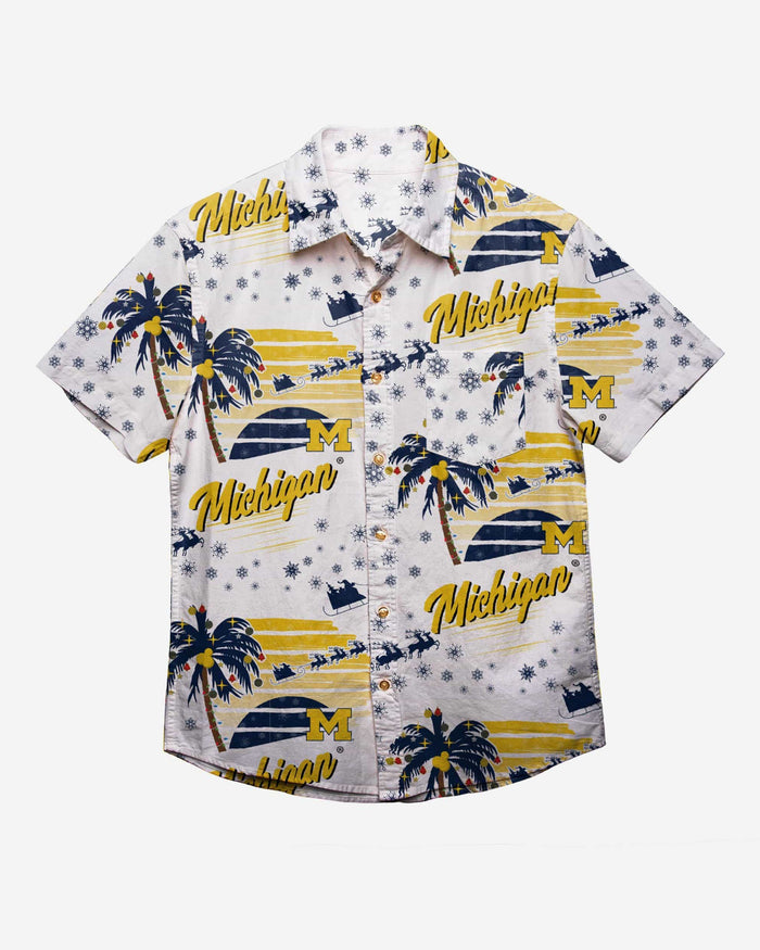 Michigan Wolverines Winter Tropical Button Up Shirt FOCO - FOCO.com