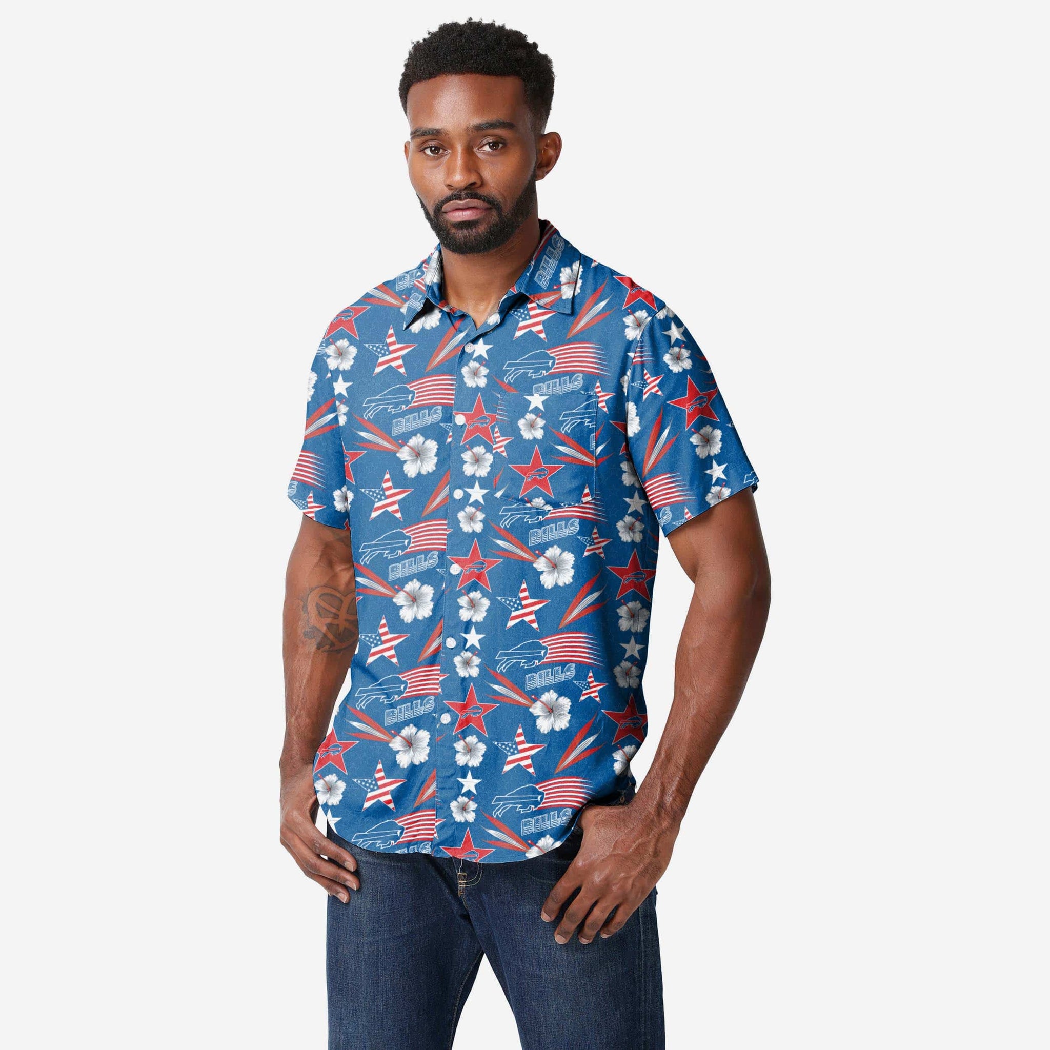 bills dress shirt Buffalo Bills Mens Antigua Short Sleeve Red Nobel Button Down Shirt