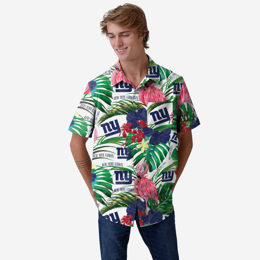New York Giants Flamingo Button Up Shirt FOCO S - FOCO.com