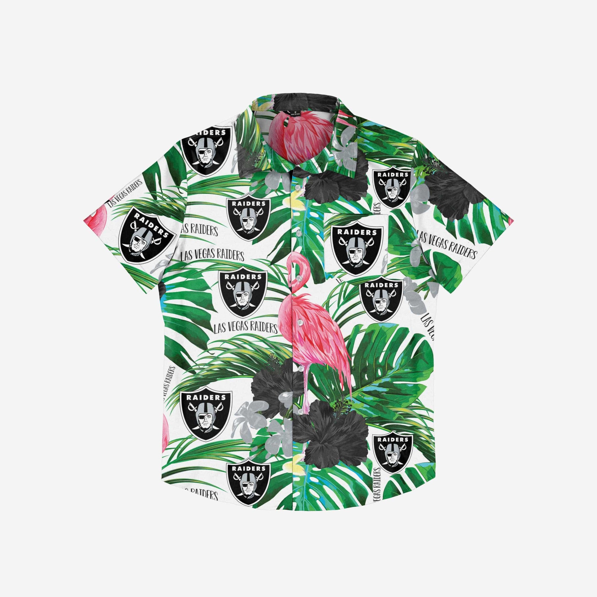 FOCO Las Vegas Raiders NFL Mens Flamingo Button Up Shirt