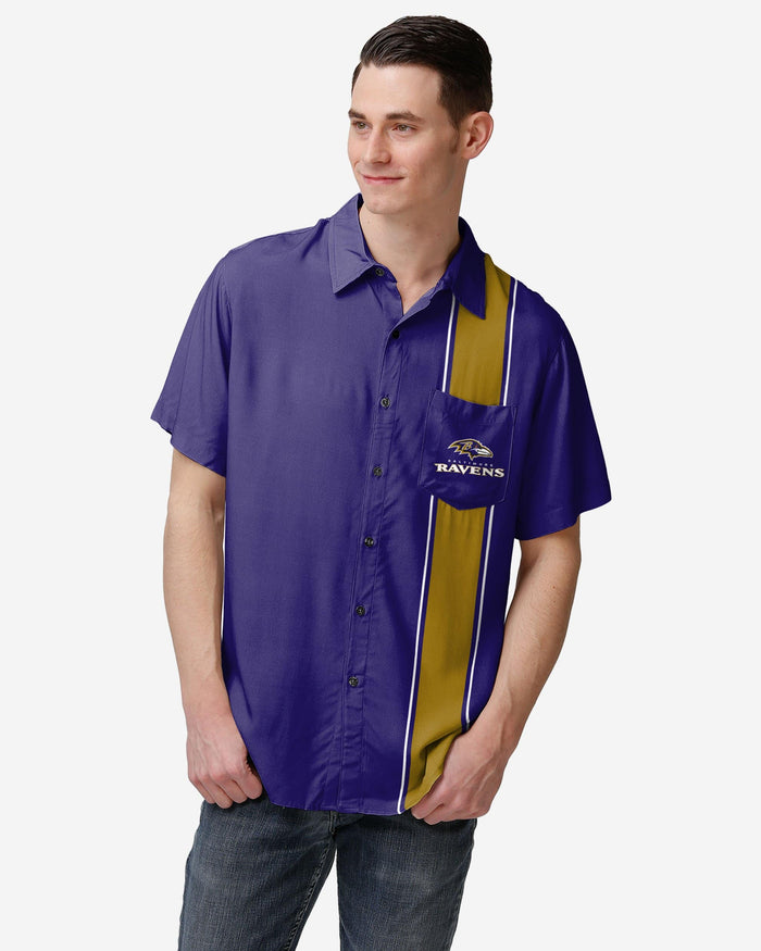 Baltimore Ravens Bowling Stripe Button Up Shirt FOCO S - FOCO.com