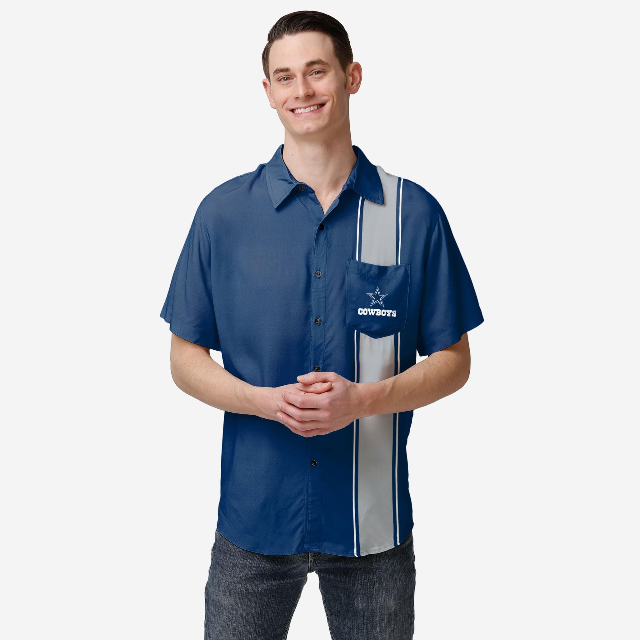 Dallas Cowboys Bowling Stripe Button Up Shirt, Mens Size: S