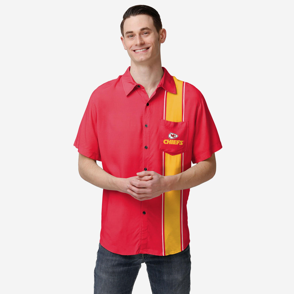 Kansas City Chiefs Bowling Stripe Button Up Shirt FOCO S - FOCO.com
