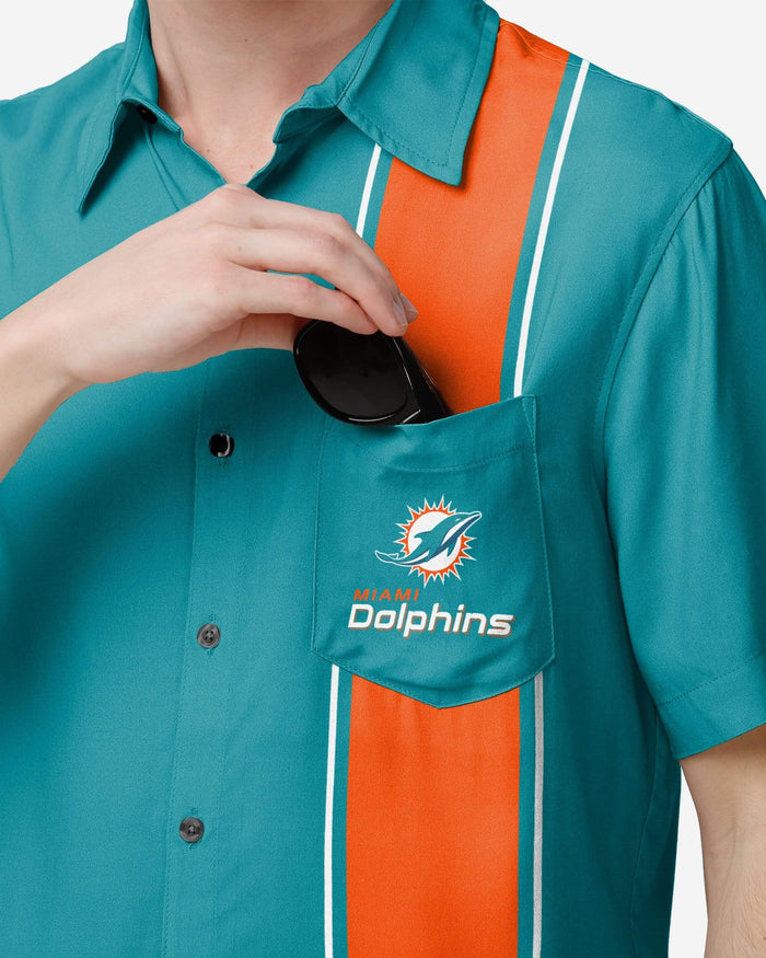 Miami Dolphins Bowling Stripe Button Up Shirt FOCO - FOCO.com