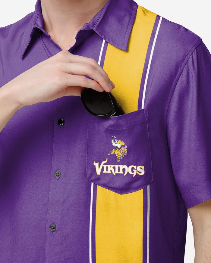 minnesota vikings dress shirt Men's Cutter & Buck Gray Minnesota Vikings Skyline Epic Confidence Recycled Pinstripe Long Sleeve Dress Shirt