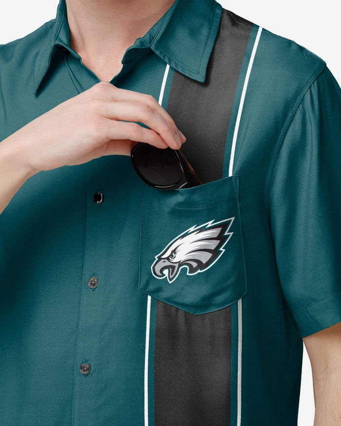 Philadelphia Eagles Bowling Stripe Button Up Shirt FOCO - FOCO.com