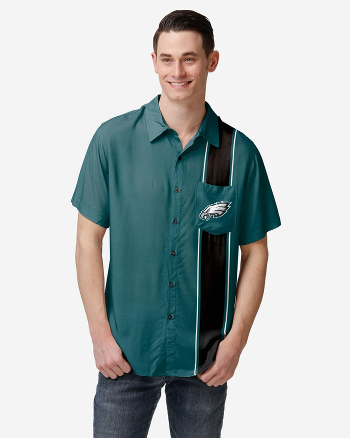 Philadelphia Eagles Bowling Stripe Button Up Shirt FOCO S - FOCO.com