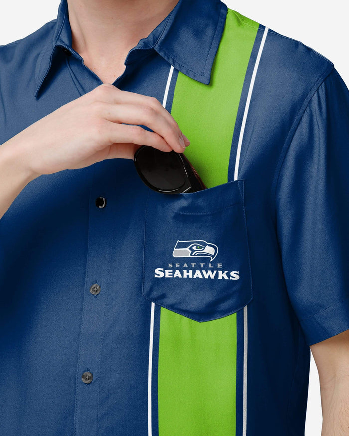 Seattle Seahawks Bowling Stripe Button Up Shirt FOCO - FOCO.com