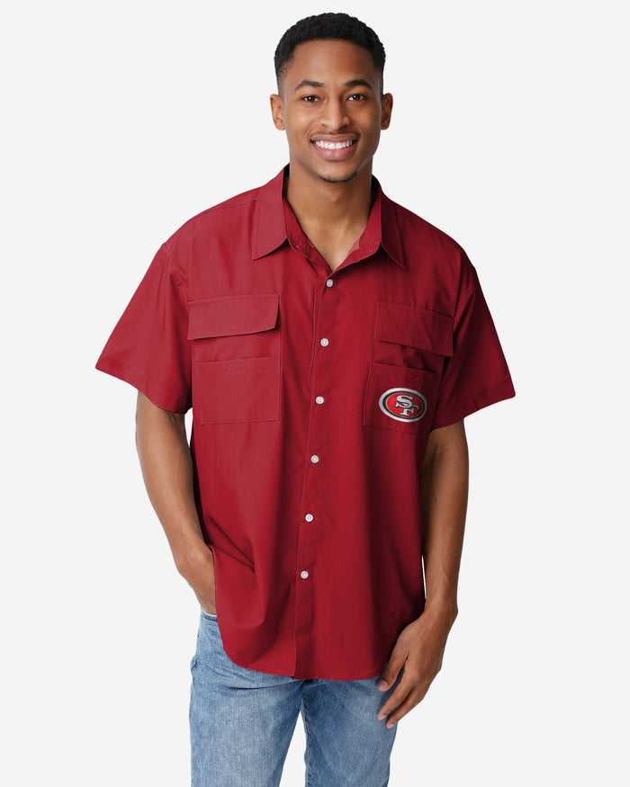 49ers dress shirt SAN FRANCISCO 49ERS THROWBACK PERFORMANCE ALOHA SHIRT RED / S