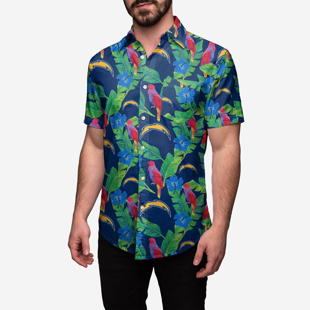 Los Angeles Chargers Floral Button Up Shirt FOCO S - FOCO.com