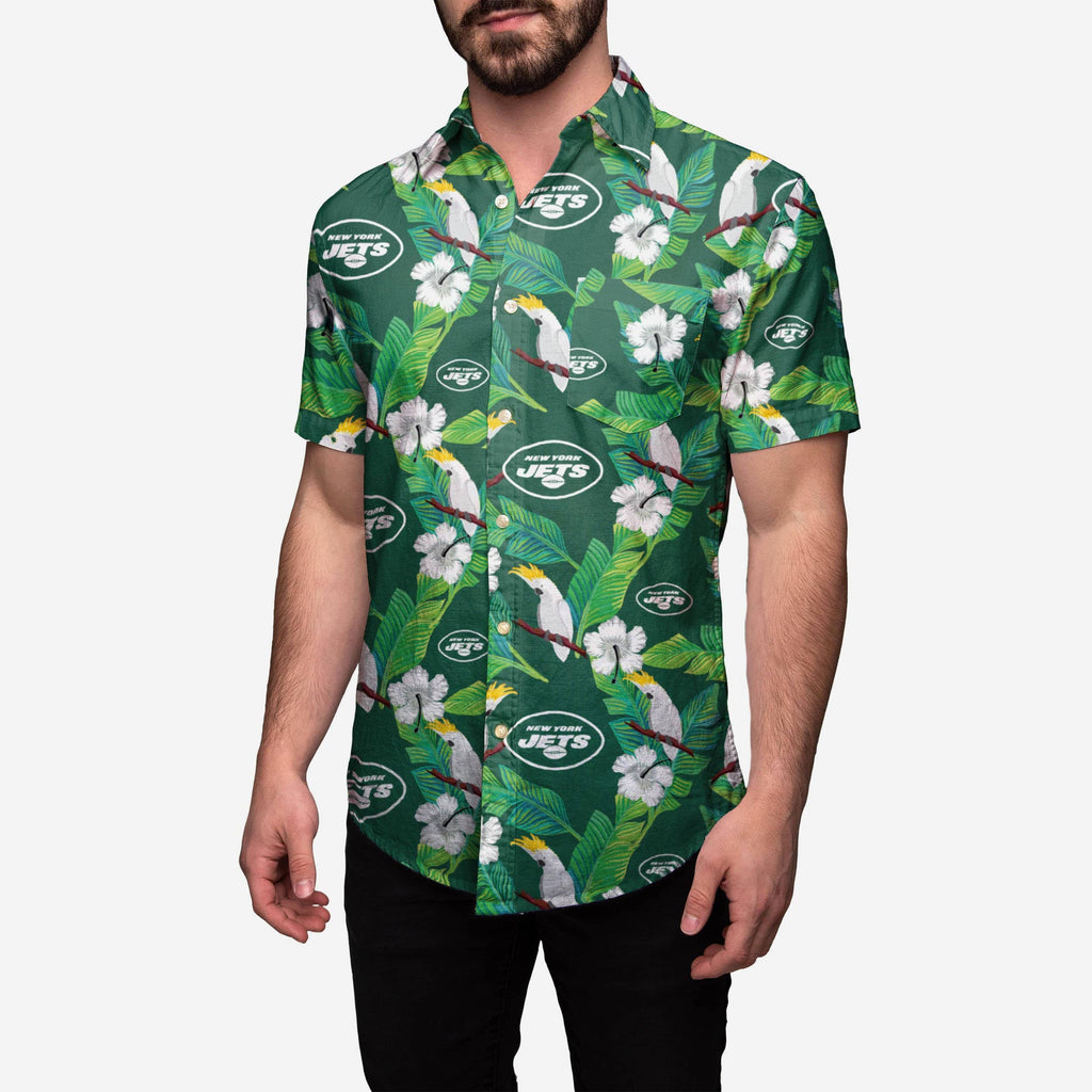New York Jets Floral Button Up Shirt FOCO S - FOCO.com