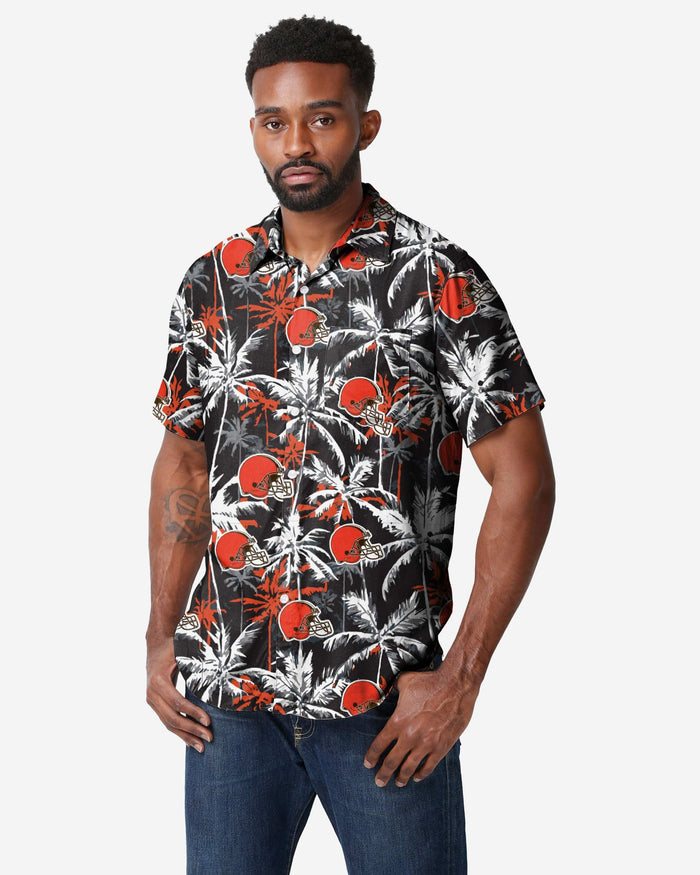 Cleveland Browns Black Floral Button Up Shirt FOCO S - FOCO.com