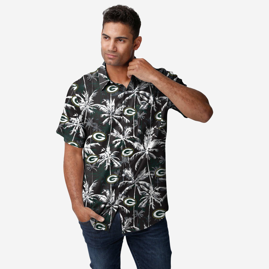 Green Bay Packers Black Floral Button Up Shirt FOCO S - FOCO.com