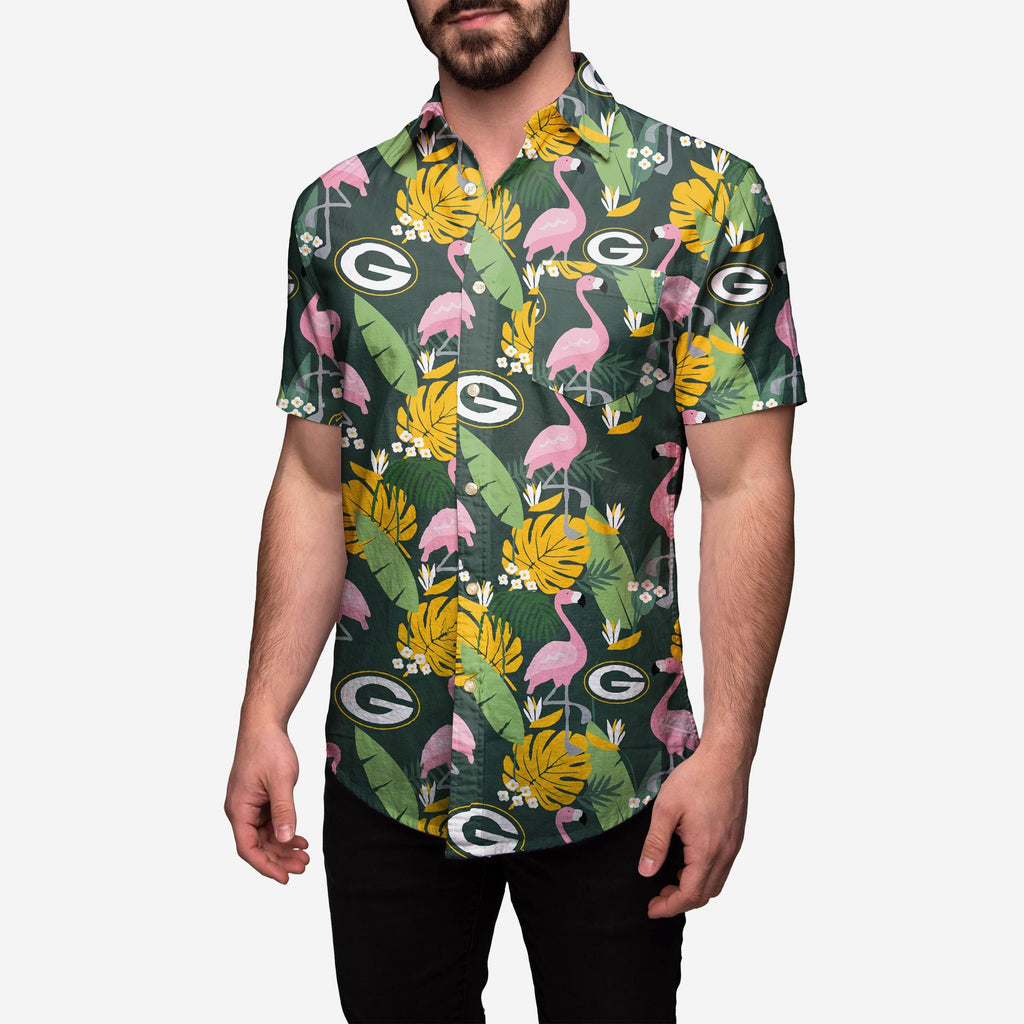 Green Bay Packers Floral Button Up Shirt FOCO 2XL - FOCO.com