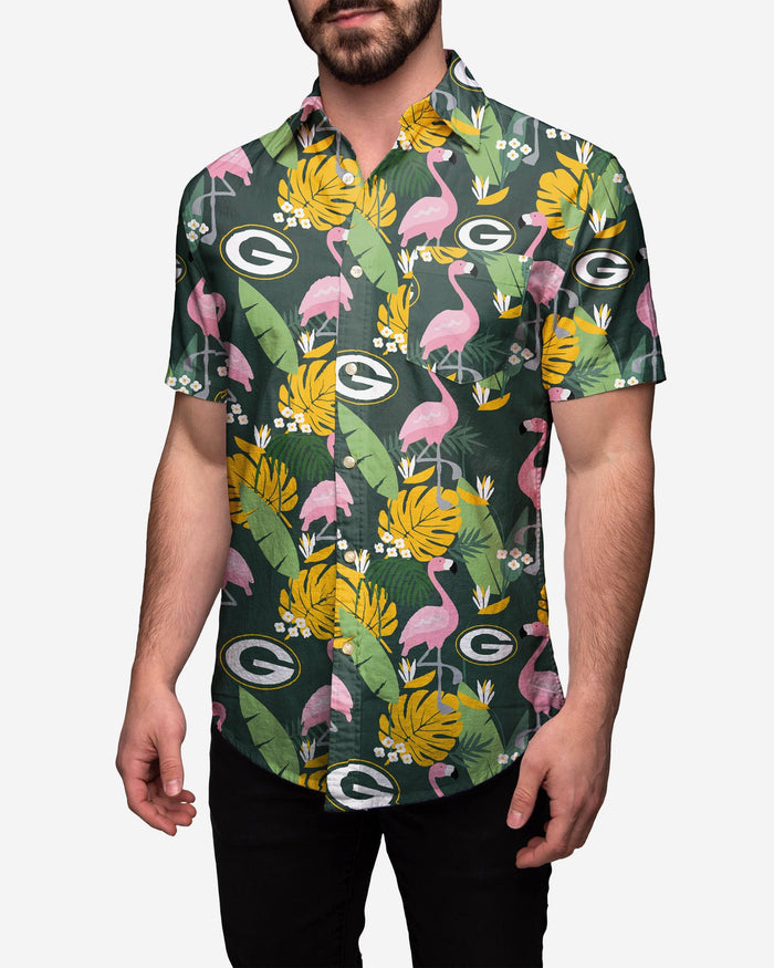 Green Bay Packers Floral Button Up Shirt FOCO Green Bay Packers Floral Button Up Shirt FOCO