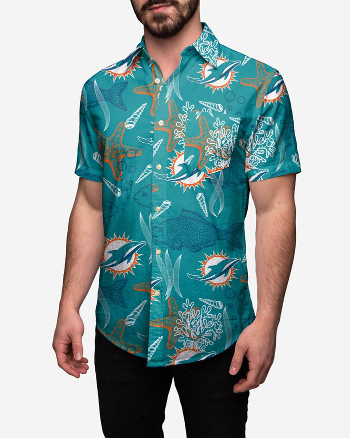 Miami Dolphins Floral Button Up Shirt FOCO 2XL - FOCO.com