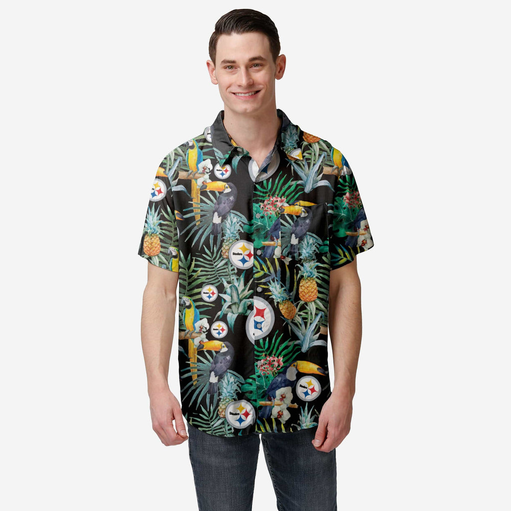 Pittsburgh Steelers Floral Button Up Shirt FOCO S - FOCO.com