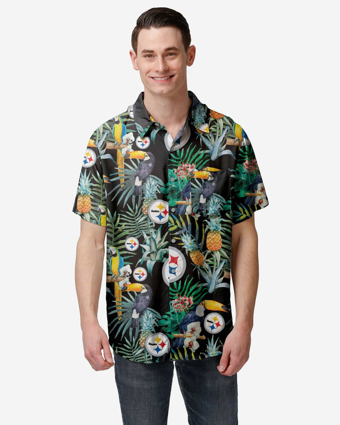 Pittsburgh Steelers Floral Button Up Shirt FOCO S - FOCO.com