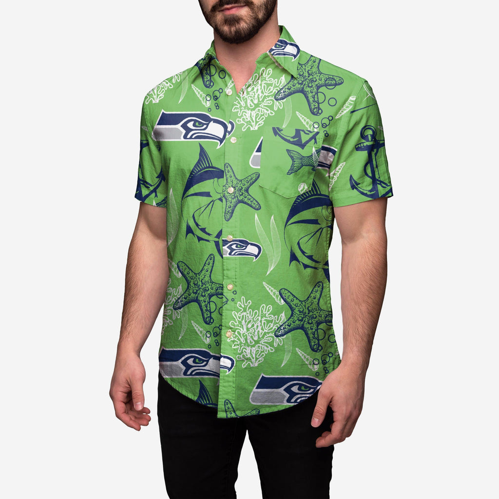 Seattle Seahawks Floral Button Up Shirt FOCO 2XL - FOCO.com
