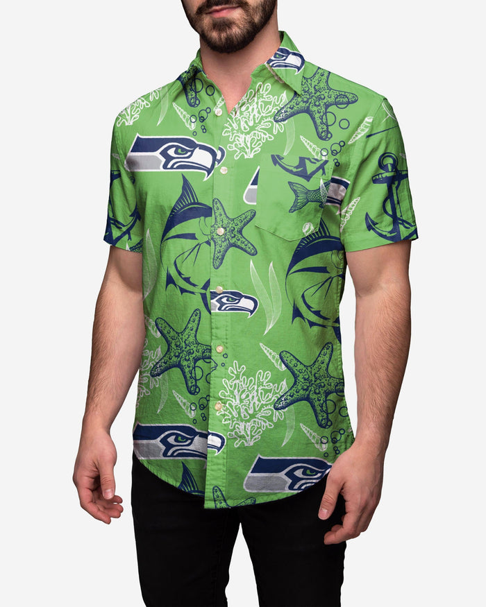 Seattle Seahawks Floral Button Up Shirt FOCO 2XL - FOCO.com