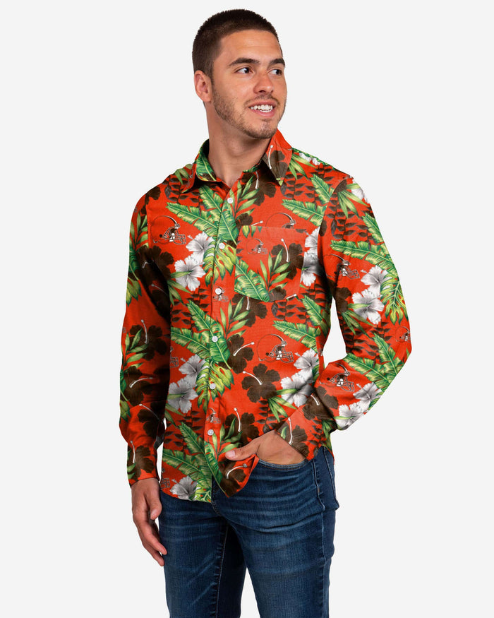 cleveland browns dress shirt Men's NFL x Darius Rucker Collection by Fanatics Tan Cleveland Browns Western Full-Snap Shirt Size: Medium