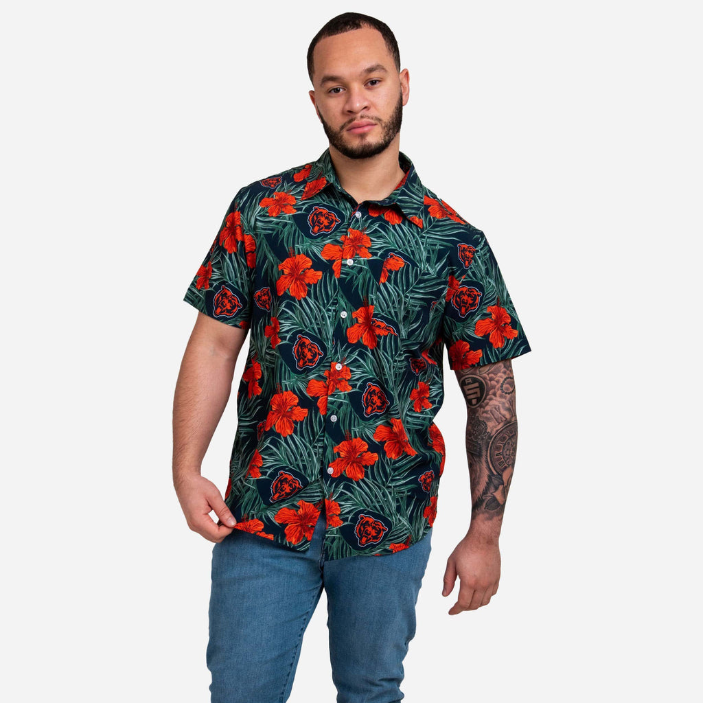Chicago Bears Hibiscus Button Up Shirt FOCO S - FOCO.com