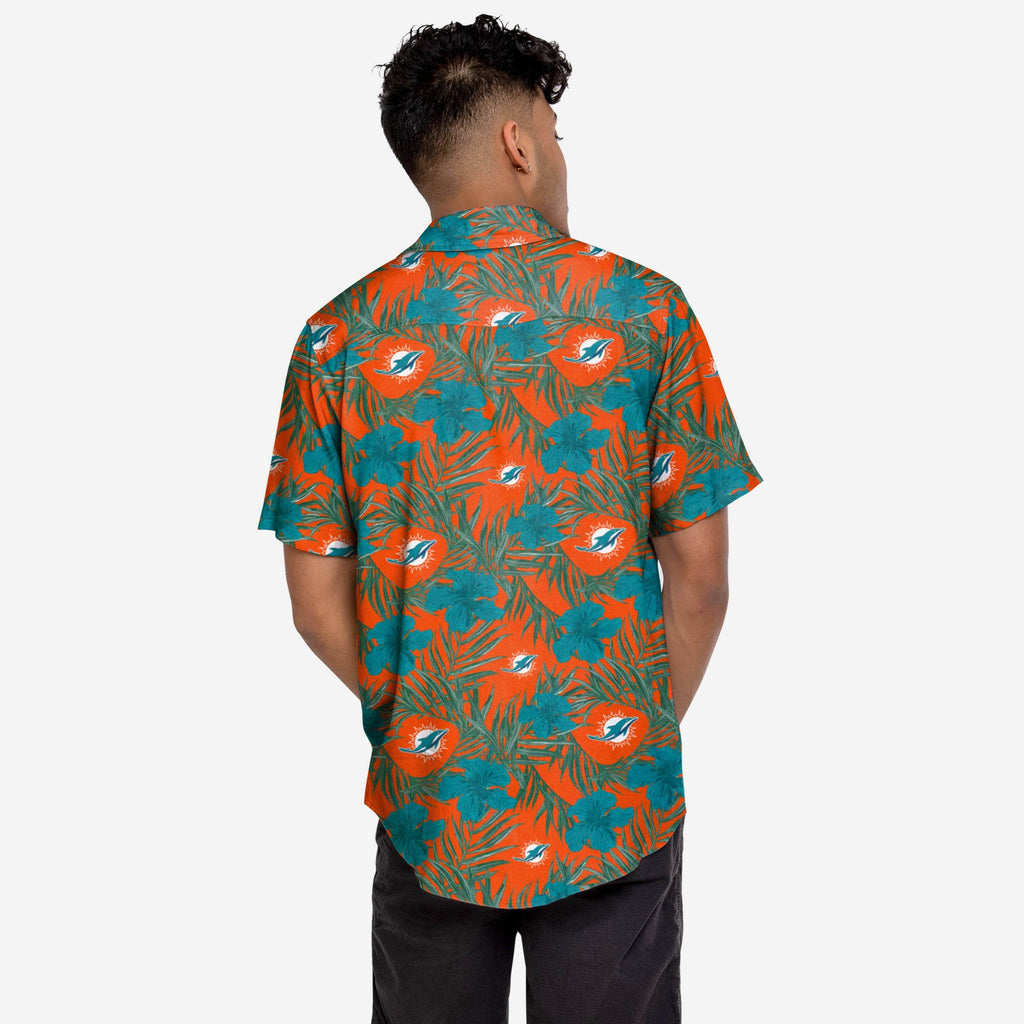 Miami Dolphins Hibiscus Button Up Shirt FOCO