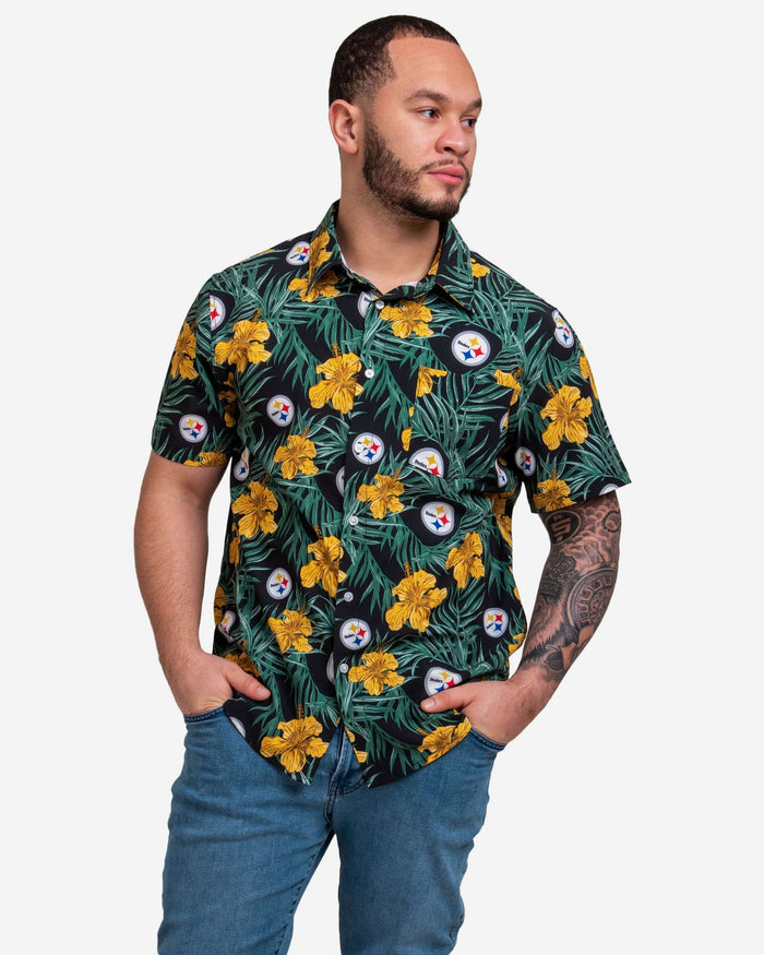 pittsburgh steelers dress shirt Cutter & Buck Pittsburgh Steelers Advantage Eco Tri-Blend Pique Mens Long Sleeve Knitted Button Up Shirt in White