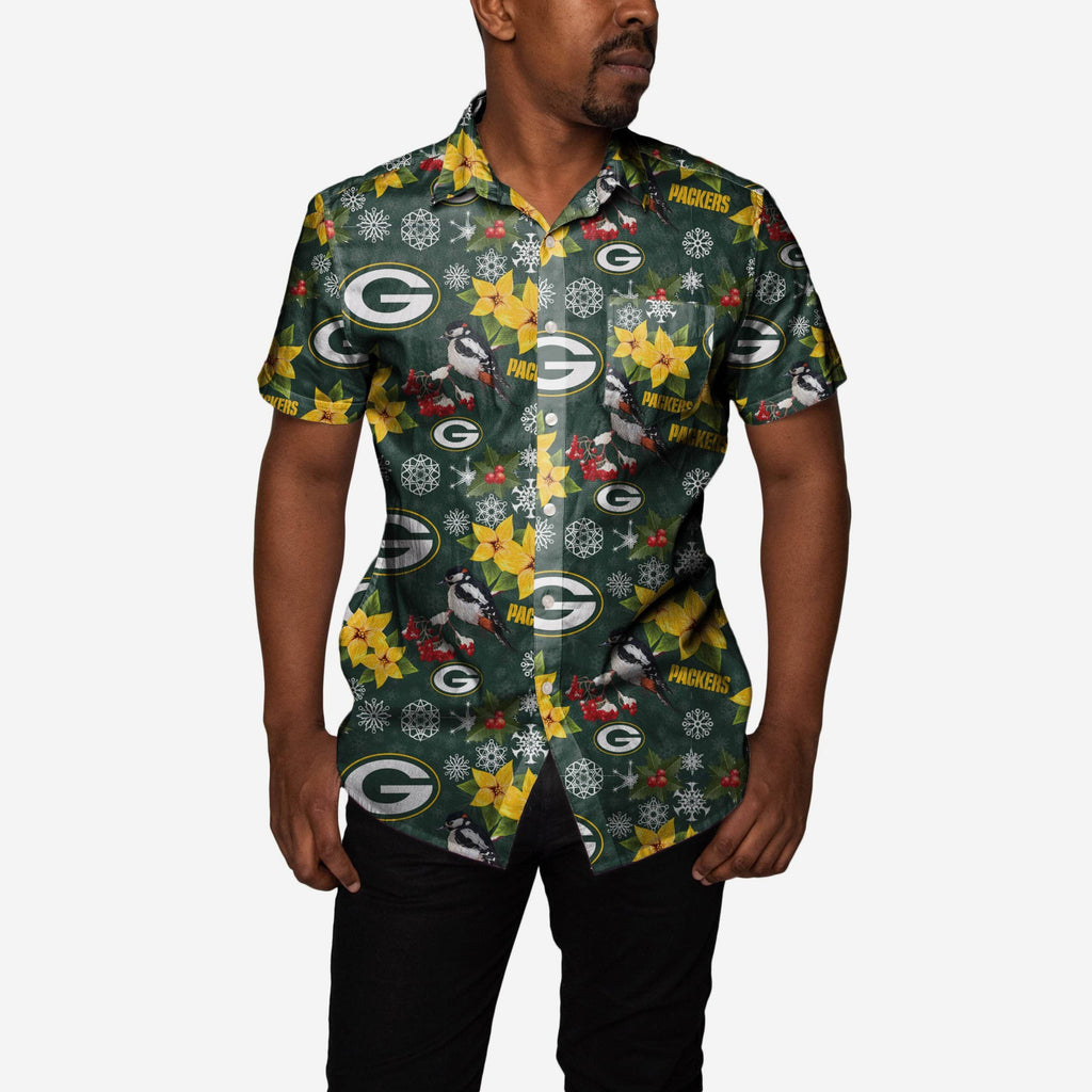 Green Bay Packers Mistletoe Button Up Shirt FOCO S - FOCO.com