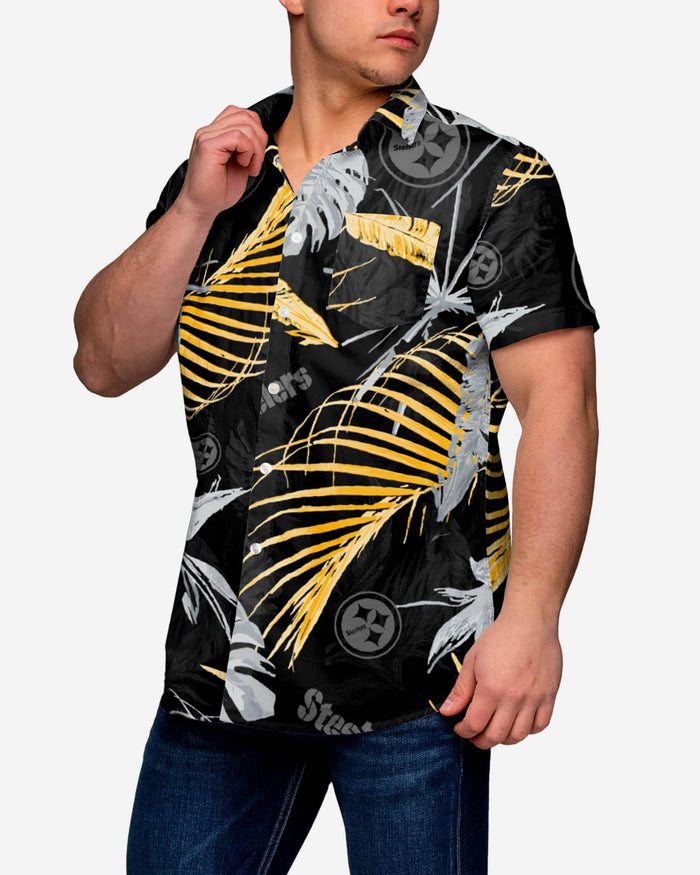 Pittsburgh Steelers Neon Palm Button Up Shirt FOCO S - FOCO.com