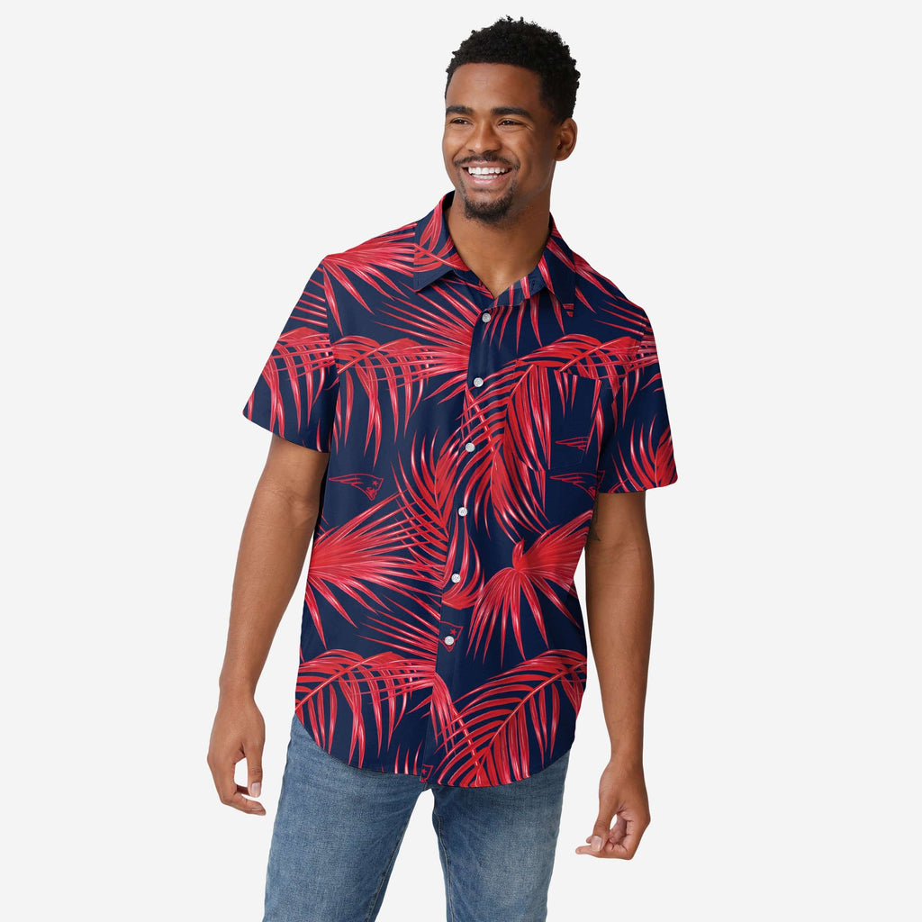 New England Patriots Hawaiian Button Up Shirt FOCO S - FOCO.com