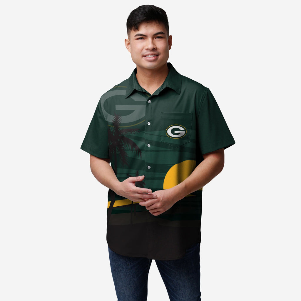 Green Bay Packers Tropical Sunset Button Up Shirt FOCO S - FOCO.com