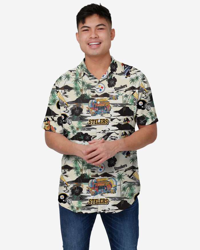 Pittsburgh Steelers Thematic Stadium Print Button Up Shirt FOCO S - FOCO.com