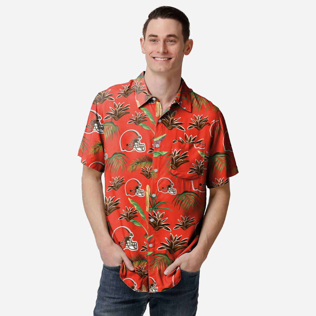 Cleveland Browns Victory Vacay Button Up Shirt FOCO S - FOCO.com