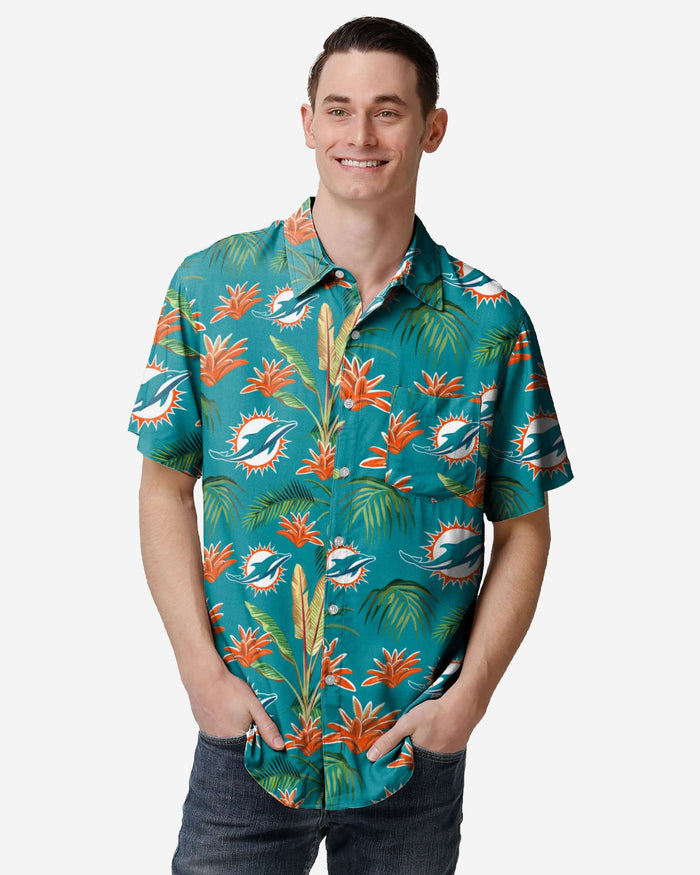 Miami Dolphins Victory Vacay Button Up Shirt FOCO S - FOCO.com