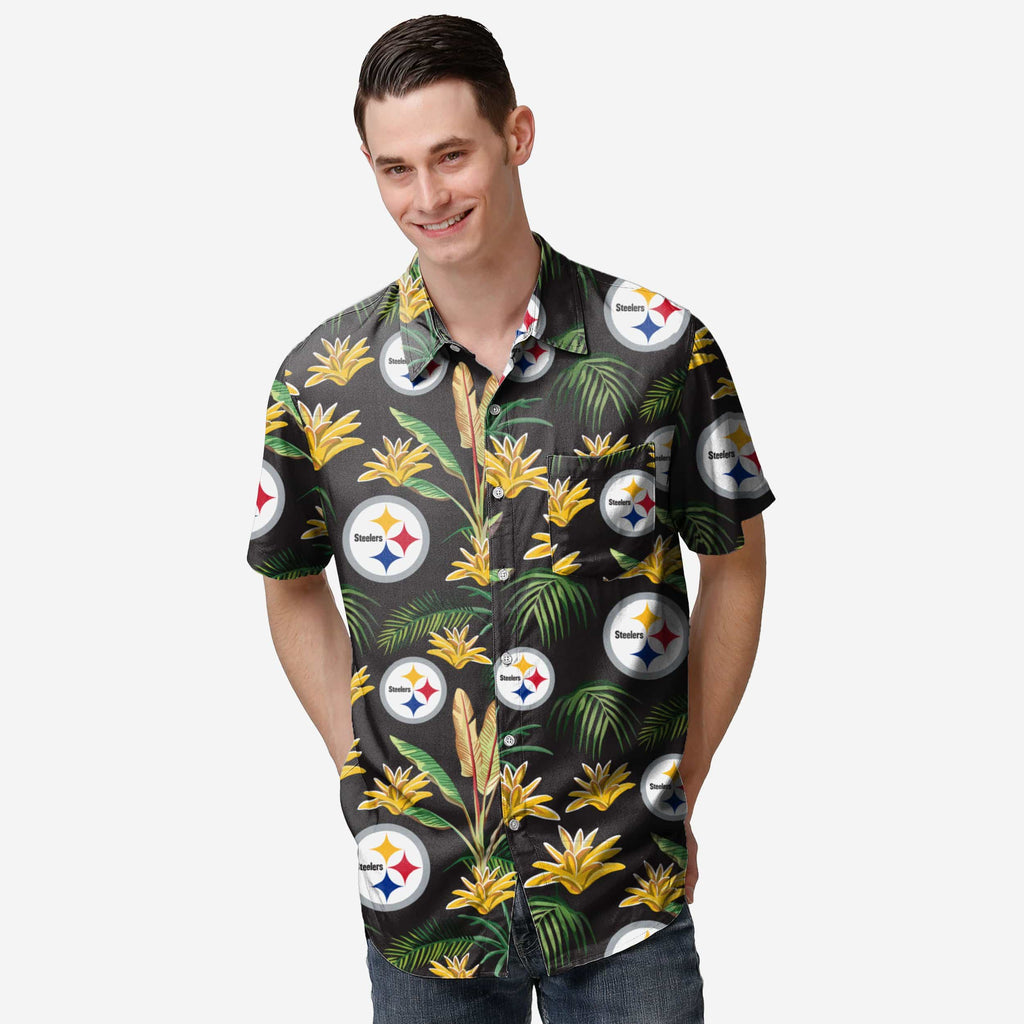 Pittsburgh Steelers Victory Vacay Button Up Shirt FOCO S - FOCO.com