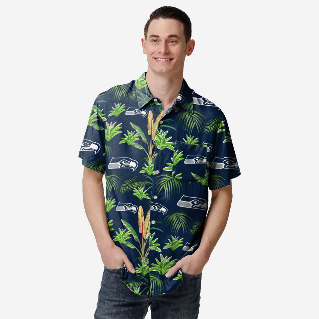 Seattle Seahawks Victory Vacay Button Up Shirt FOCO S - FOCO.com