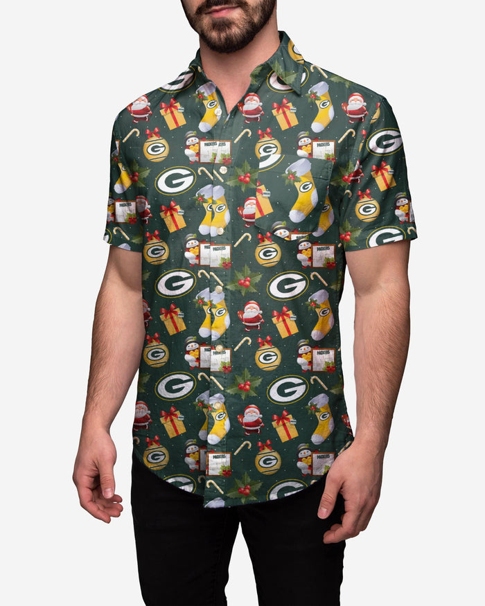 Green Bay Packers Christmas Explosion Button Up Shirt FOCO 2XL - FOCO.com