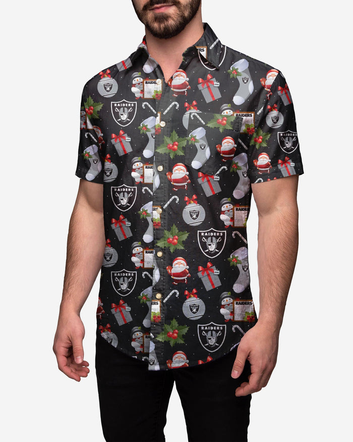 Las Vegas Raiders Christmas Explosion Button Up Shirt FOCO 2XL - FOCO.com