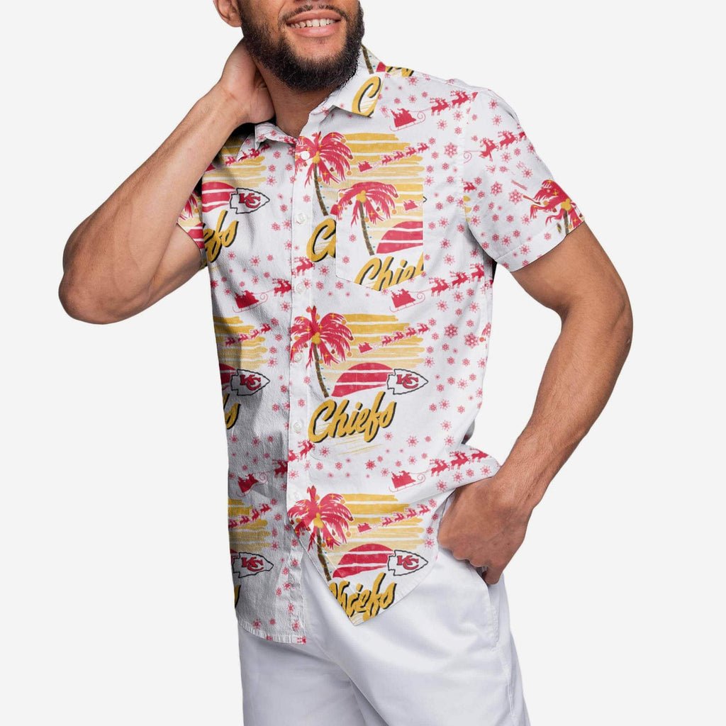 Kansas City Chiefs Winter Tropical Button Up Shirt FOCO M - FOCO.com