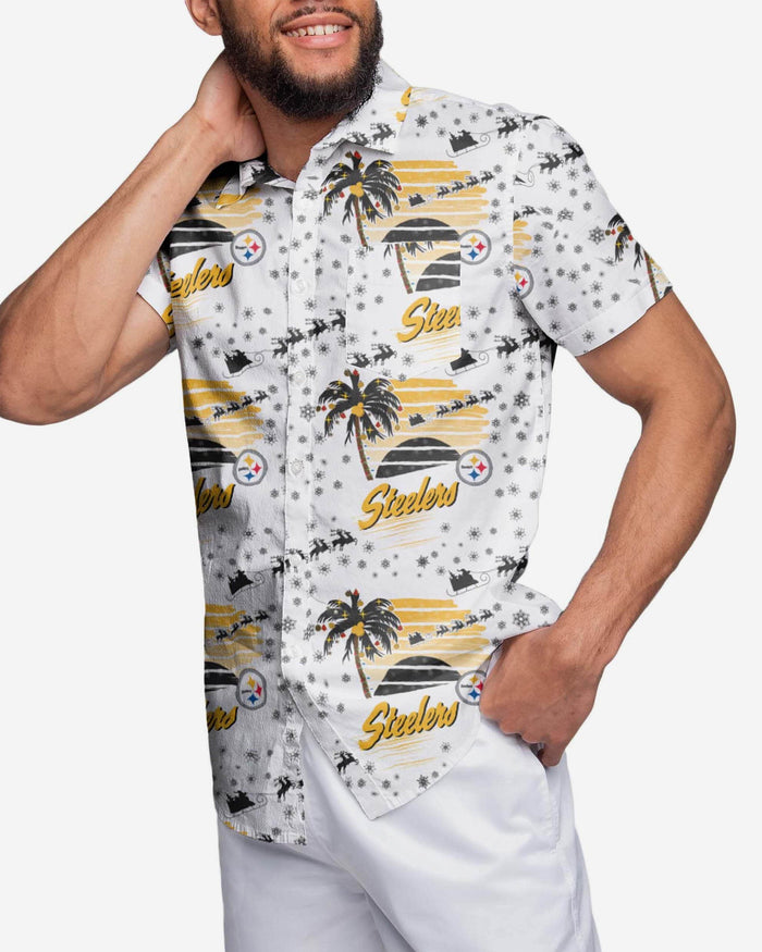Pittsburgh Steelers Winter Tropical Button Up Shirt FOCO S - FOCO.com