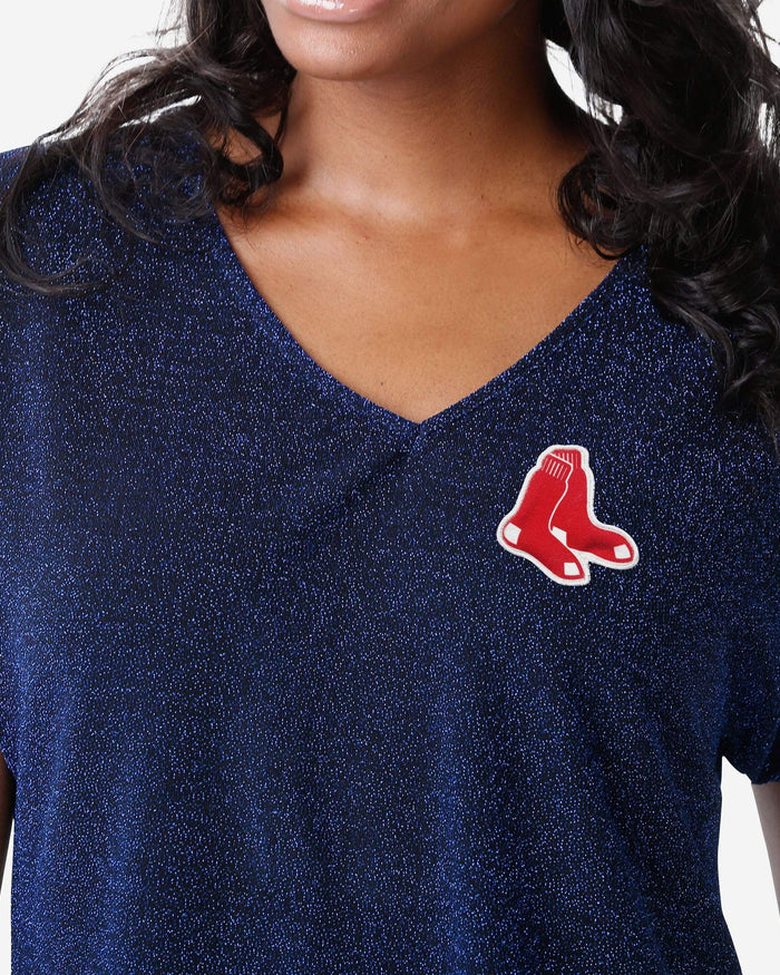 Boston Red Sox Womens Gametime Glitter V-Neck T-Shirt FOCO - FOCO.com