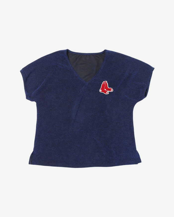 Boston Red Sox Womens Gametime Glitter V-Neck T-Shirt FOCO - FOCO.com